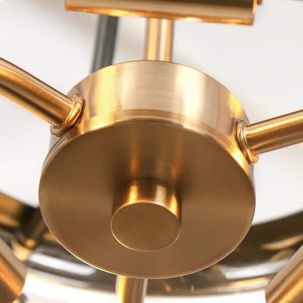 Modern Black and Brass Round Ceiling Light 3-Light Dome Semi-Flush Mount Light with Clear Glass Shade