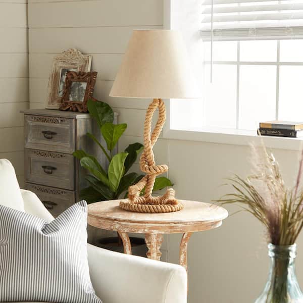 29 in. Brown Jute Twisted Rope Task and Reading Table Lamp