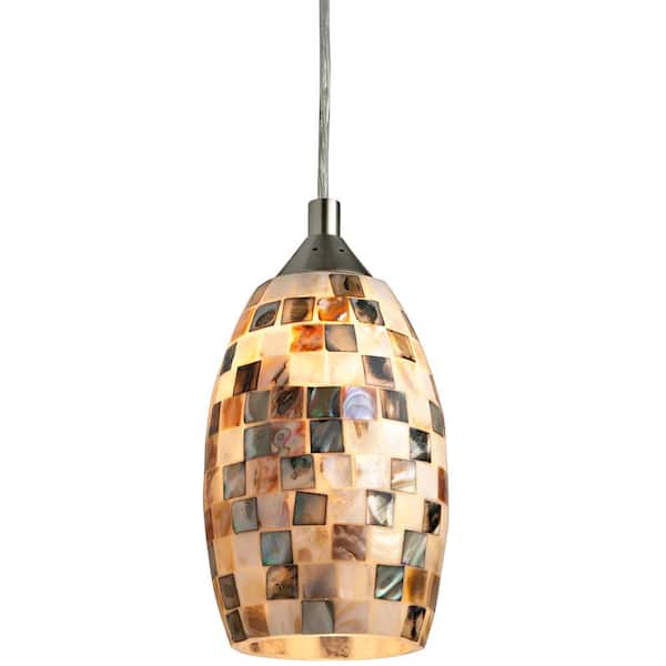 Venice 9-Watt Integrated LED Brushed Nickel Dimmable Hanging Pendant Fixture with Decorative Designers Glass Shade
