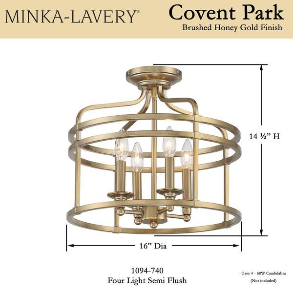 Covent Park 4-Light Brushed Honey Gold Semi Flush