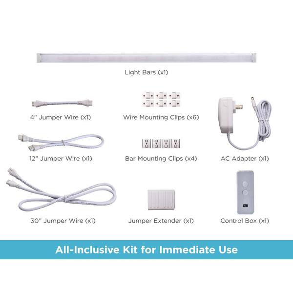 18 in. LED Voice-Enabled Smart Under Cabinet Lighting Kit, 1-Bar Adjustable White Light