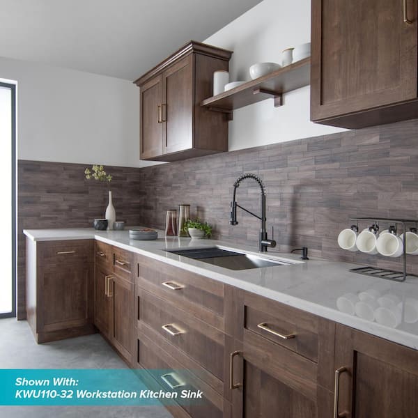 Single Handle 18-Inch Kitchen Faucet with Dual Function Pull-Down Sprayhead in Matte Black/Black Stainless Steel Finish