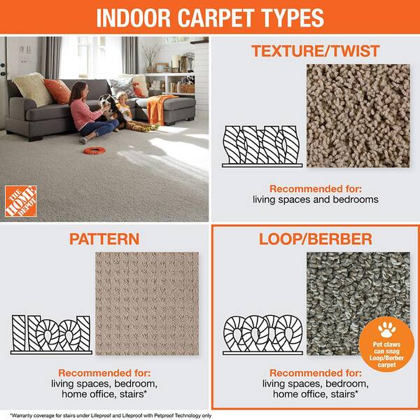 Embrace - Cobblestone - Brown 13.2 ft. 42 oz. Wool Loop Installed Carpet