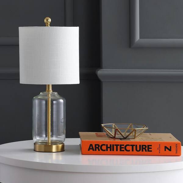 Duncan 20.5 in. Brass/Clear Glass/Metal LED Table Lamp