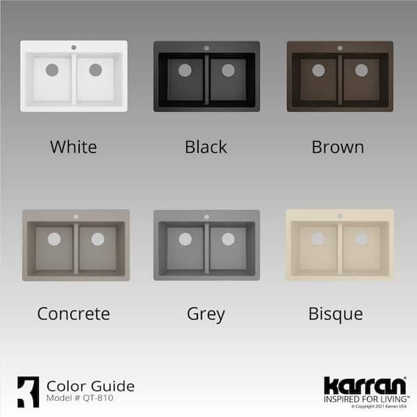 White Quartz 33 in. 50/50 Double Bowl Composite Drop-in Kitchen Sink