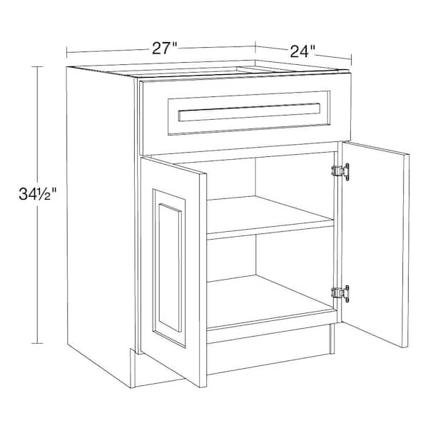 Grayson Mythic Blue Painted Plywood Shaker Assembled Base Kitchen Cabinet Soft Close 27 in W x 24 in D x 34.5 in H