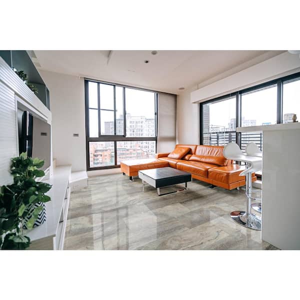 Tuscany Azul 12 in. x 24 in. Polished Porcelain Stone Look Floor and Wall Tile (16 sq. ft./Case)