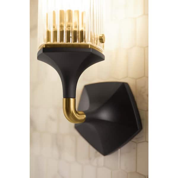 Occasion 1-Light Black with Brass Trim Wall Sconce