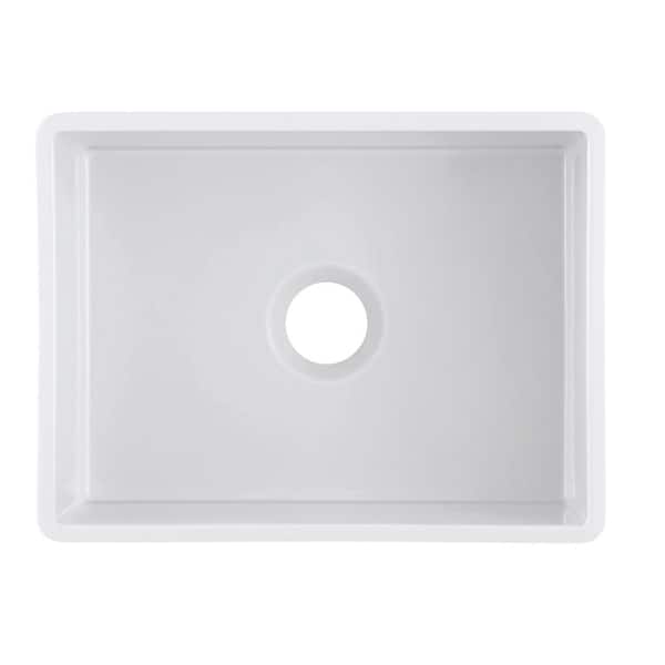 Olde London Farmhouse Fireclay 27 in. Single Bowl Kitchen Sink with Grid with Grid and Strainer