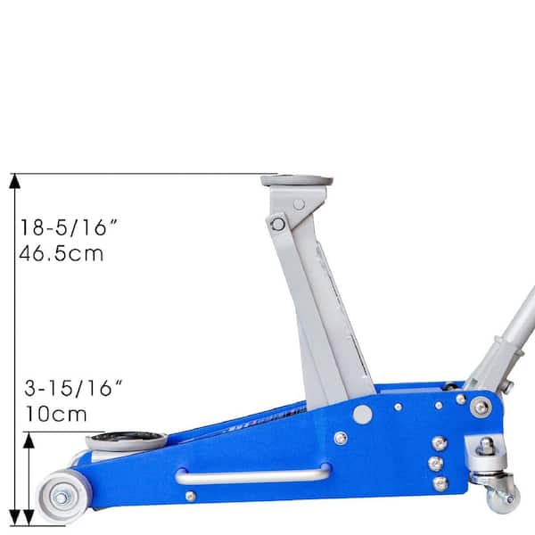 3-Ton Low-Profile Aluminum and Steel Floor Jack with Dual Piston Quick Lift Pump, Blue
