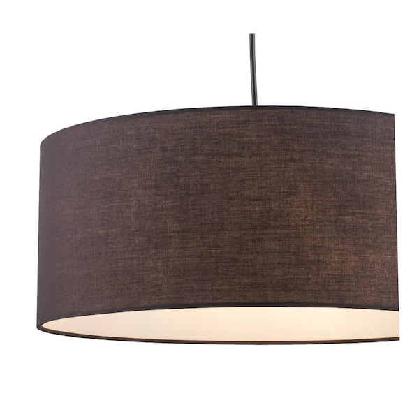 Paskay 18 in. 3-Light Black Drum Pendant Light Fixture with Fabric Shade