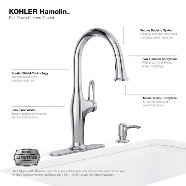 Hamelin Single Handle Pull Down Sprayer Kitchen Faucet in Polished Chrome