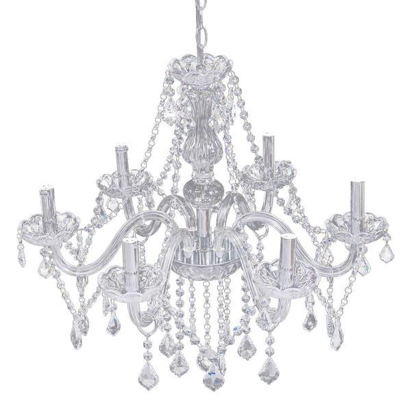 33 in.H x 22 in.W 6 -Light Clear Pendant Lighting Fixture Chandelier with K9 Crystal Dangles