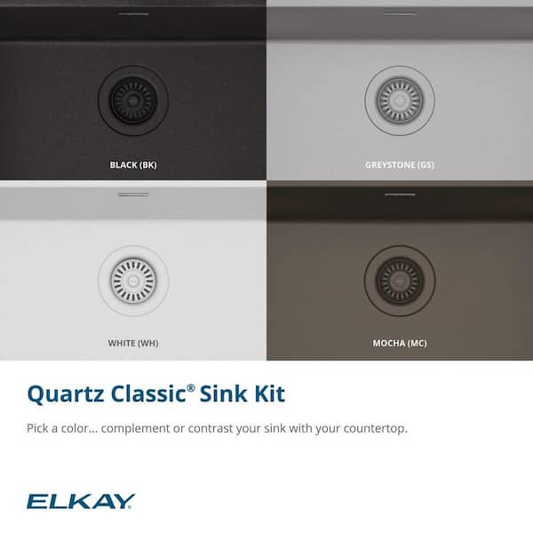 Quartz Classic White Quartz 33 in. Single Bowl Undermount Kitchen Sink with Bottom Grid and Drain