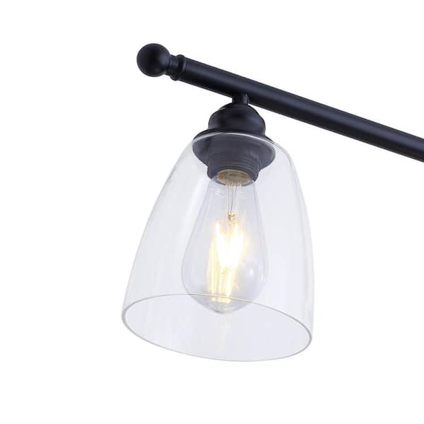 30 in. 3-Light Black Kitchen Island Linear Pendant Light Metal Farmhouse Chandeliers with Glass Shade