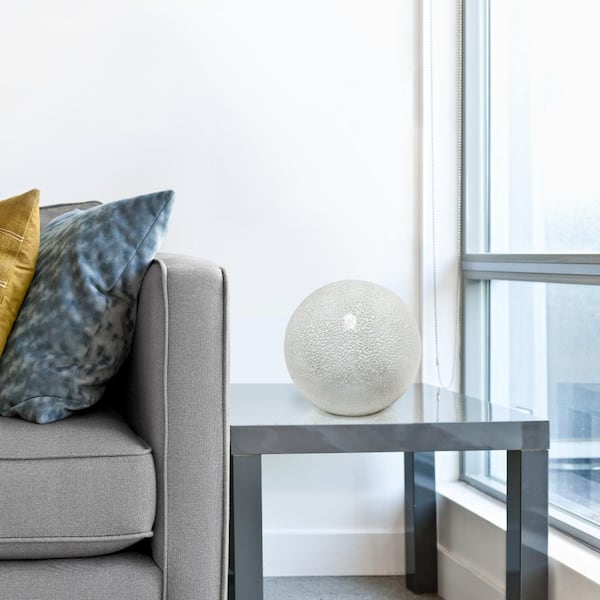 7.75 in. 1-Light White Mosaic Stone Ball Table Lamp