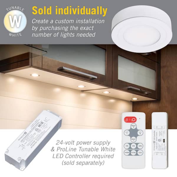 PureVue Tunable LED Undercabinet Puck Light, CCT 2700K - 5000K, Matte White