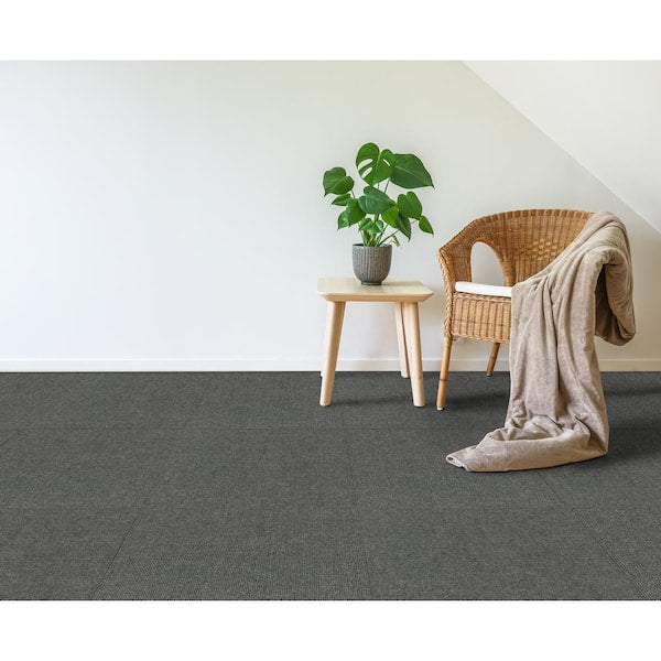 Inspirations Gray Residential 18 in. x 18 Peel and Stick Carpet Tile (16 Tiles/Case) 36 sq. ft.