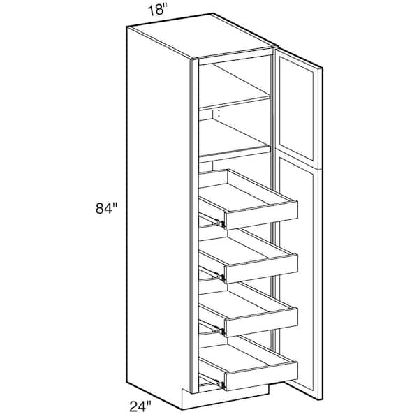 Newport Deep Onyx Plywood Shaker Assembled Pantry Kitchen Cabinet ROT Soft Close R 18 in W x 24 in D x 84 in H