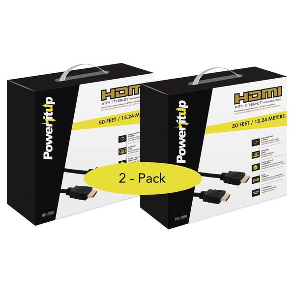 50 ft. HDMI v2.0 Cable with Ethernet in Black (2-Pack)