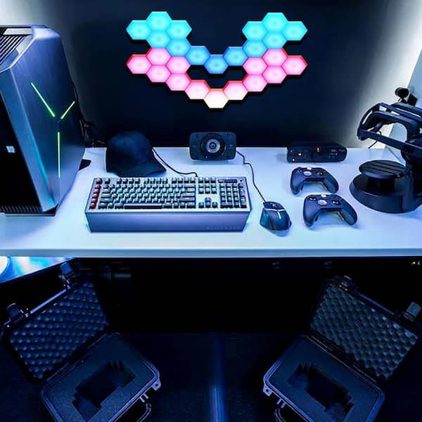 3.5 in. x 4 in. RGB Dimmable 120 Lumens Wall Lights with Remote; Dual Control 6 Hexagonal LED Wall Panel Lights