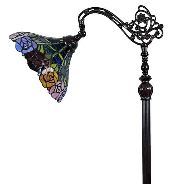 62 in. Tiffany Style Roses Reading Floor Lamp
