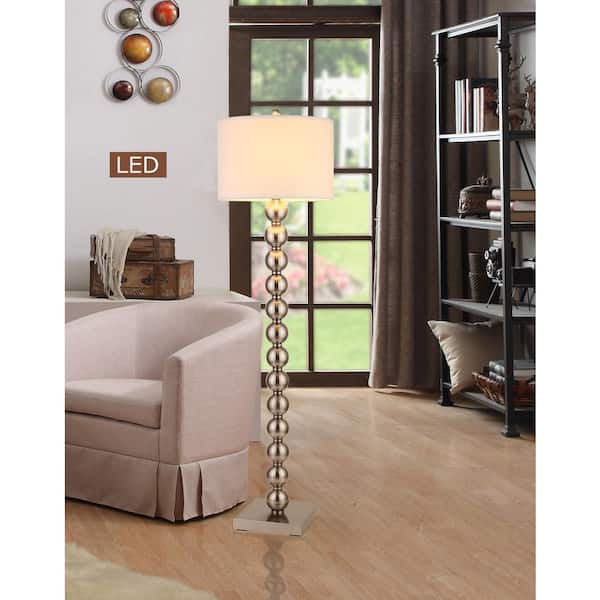 Cosimo 61 in. Nickel Steel Ball LED Floor Lamp with Dimmer
