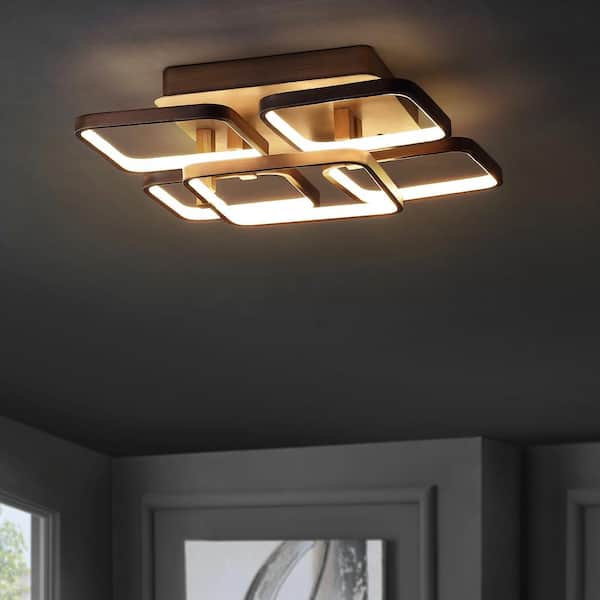 Sebastian 17.5 in. Coffee Integrated LED Metal Flush Mount Ceiling Light