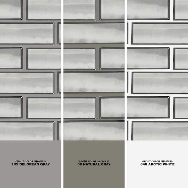 Ombre Grigia 12 in. x 12 in. Glossy Glass Mosaic Tile (1 sq. ft. / each)
