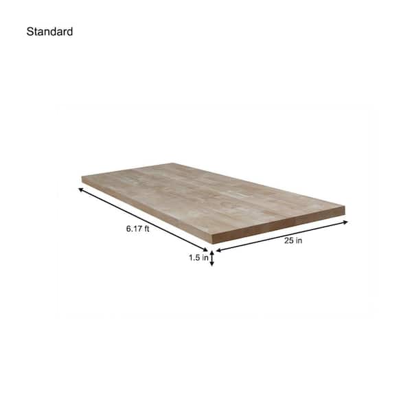 6 ft. L x 25 in. D Unfinished Hevea Solid Wood Butcher Block Countertop With Eased Edge