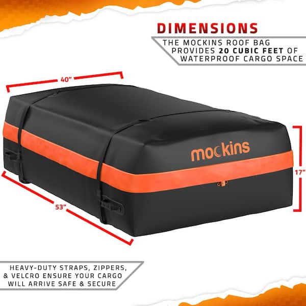 250 lbs. Roof Rack Basket with 20 CF Roof Bag - Roof Rack Cargo Basket Adjusts from 43-64 in. L x 39 in. W x 6 in. H