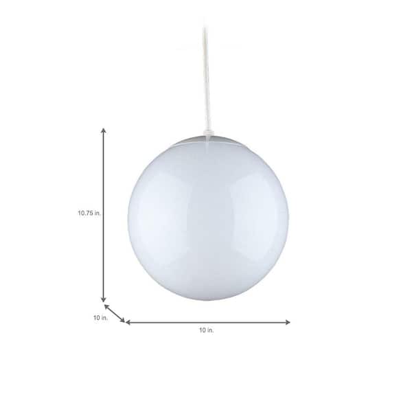 Leo Hanging Globe 10 in. W 1-Light White Pendant