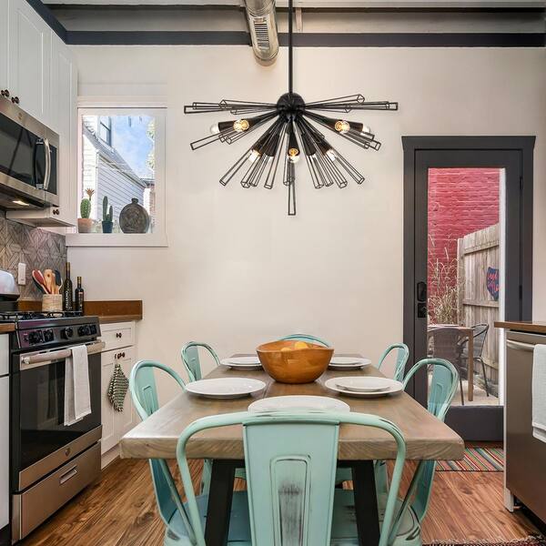 Aquin 10-Light Black Modern Geometric Sputnik Chandelier