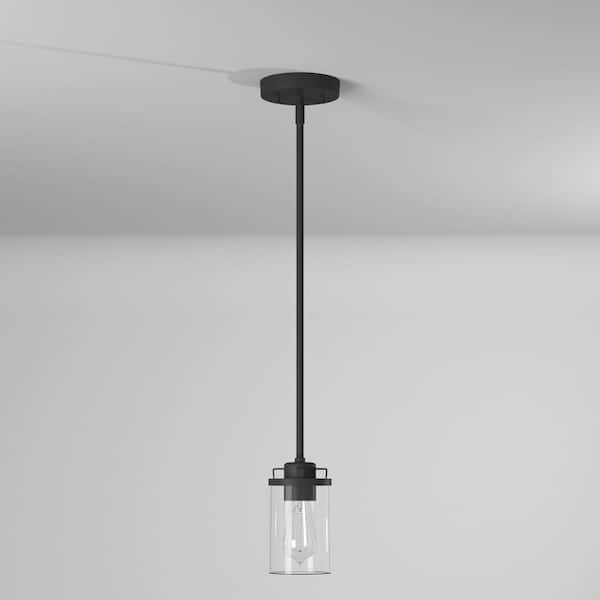 Jedrek 60-Watt 1-Light Black Mini-Pendant with Clear Glass Shade