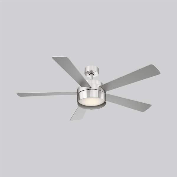 Whitehaven 52 in. Integrated LED Brushed Nickel 5-Blade Ceiling Fan with Remote Control