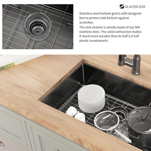 Gunmetal Gunmetal Black Stainless Steel 17 in. 18-Gauge Single Bowl Undermount Bar Sink