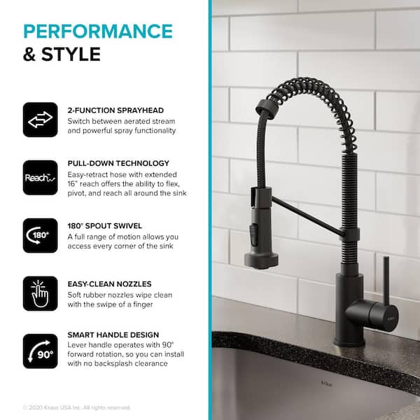 Bolden Single Handle Pull Down Sprayer Kitchen Faucet with Soap Dispenser in Matte Black