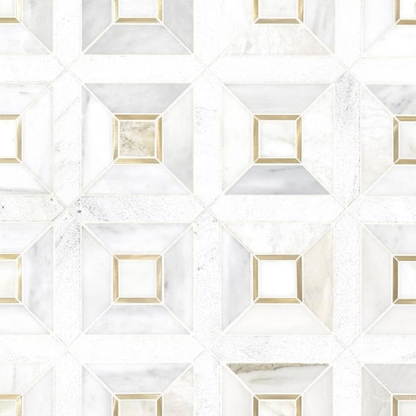 Verona Gold Pattern 11.85 in. x 11.85 in. Honed Multi-Surface Mesh-Mounted Mosaic Tile (9.8 sq. ft./Case)