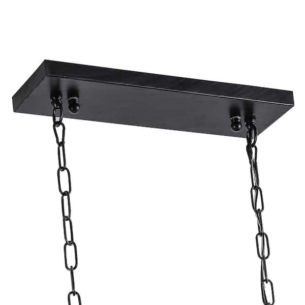 5-Light Kitchen Island Rectangle Chandelier with Crystal Accents