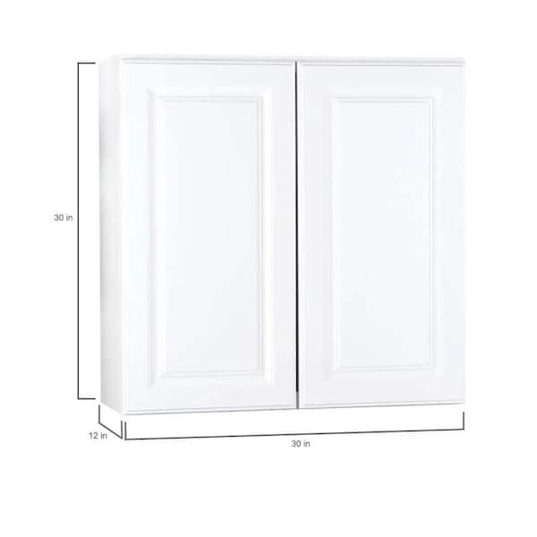 Hampton 30 in. W x 12 in. D x 30 in. H Assembled Wall Kitchen Cabinet in Satin White