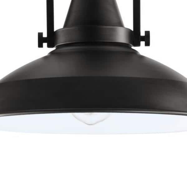 Wilhelm 12 in. 1-Light Black Industrial Farmhouse Semi-Flush Mount Ceiling Light Fixture with Metal Shade