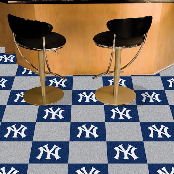 New York Yankees Blue Residential 18 in. x 18 in. Peel and Stick Carpet Tile (20 Tiles/Case) 45 sq. ft.