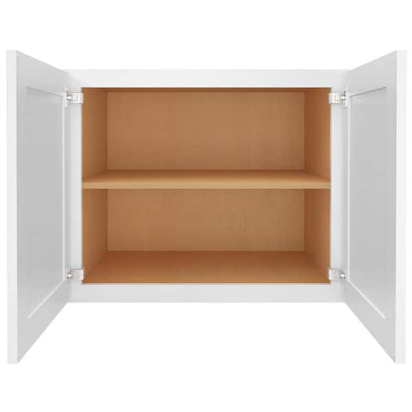 30-in. W x 24-in. D x 24-in. H in Shaker White Plywood Ready to Assemble Wall Bridge Kitchen Cabinet with 2 Doors