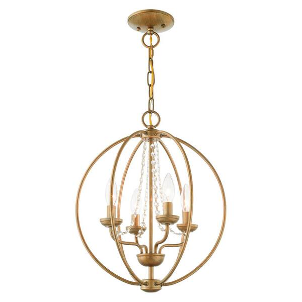 Arabella 4 Light Antique Gold Leaf Convertible Mini Chandelier/Ceiling Mount