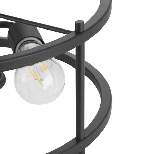 Somstreet 15 in. 3-Light Graphite Semi-Flush Mount