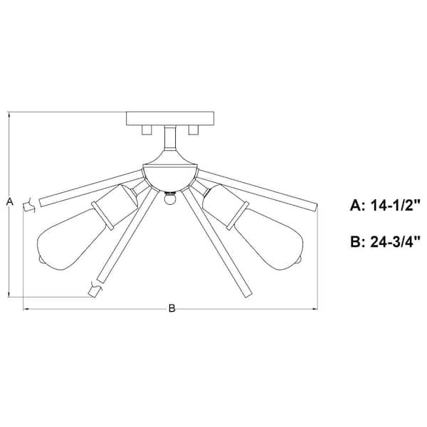 Estelle 24-in W Black Mid-Century Modern Sputnik Semi Flush Mount Ceiling Light