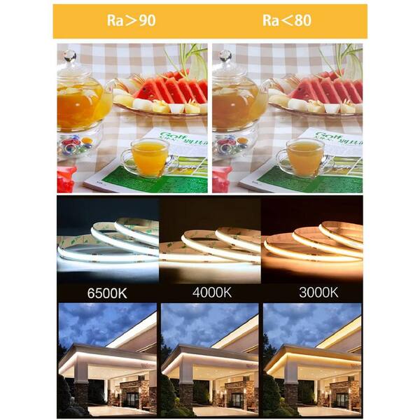 16.4 ft. Hardwired/Plug-in LED Light Dimmable, Cuttable 3000k Warm Light Integrated LED Strip Light