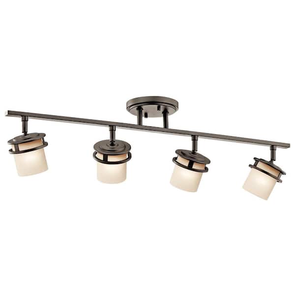 Hendrik 2.5 ft. 4-Light Olde Bronze Halogen Ceiling Mounted Hard Wired Track Lighting Kit