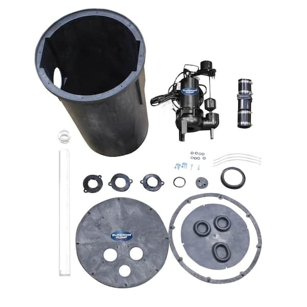 1/2 HP Sewage Ejector Pump Kit with Basin