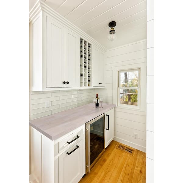 6 ft. L x 25 in. D x 1.5 in. T Unfinished Hevea Butcher Block Countertop in Pre Stain Chalk with Eased Edge